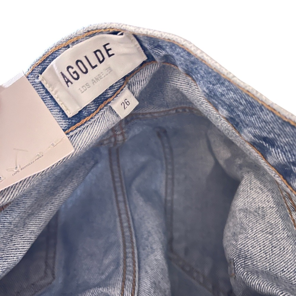 Agolde Riley Distressed High Rise Light Wash Straight Leg Jeans Size 26 NWT - Picture 3 of 12